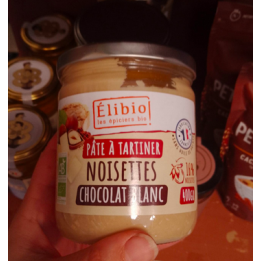 Pâte à tartiner noisette chocolat blanc - 400g - Elibio