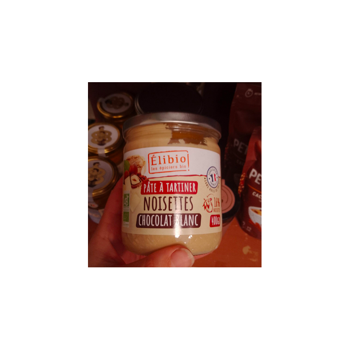Pâte à tartiner noisette chocolat blanc - 400g - Elibio