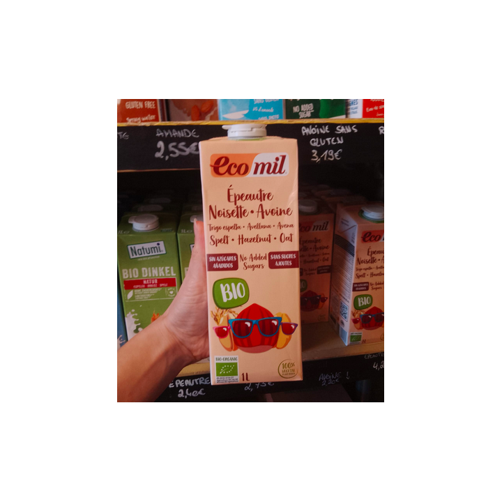 Lait végétal ÉPEAUTRE RIZ NOISETTE AVOINE - 1L - Ecomil