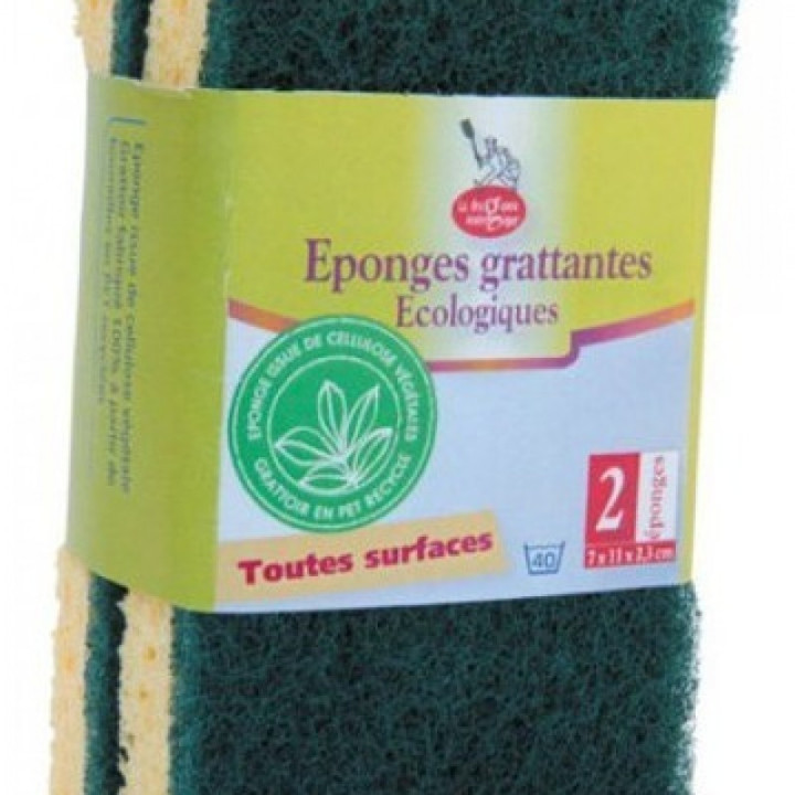Eponge grattante écologique – 2pc – La Droguerie Ecologique