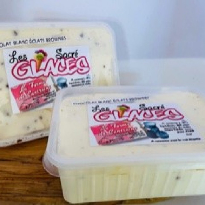 ❄️Crème glacée chocolat blanc éclats de brownies - 1 litre