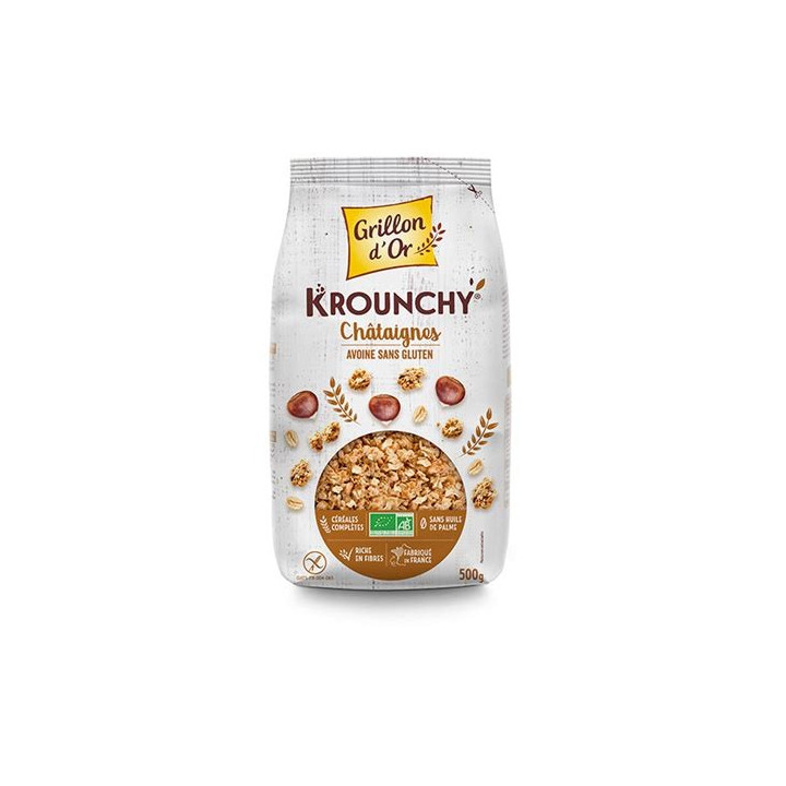 Muesli Krounchy châtaignes sans gluten - 500g - BIO - Grillon d'or