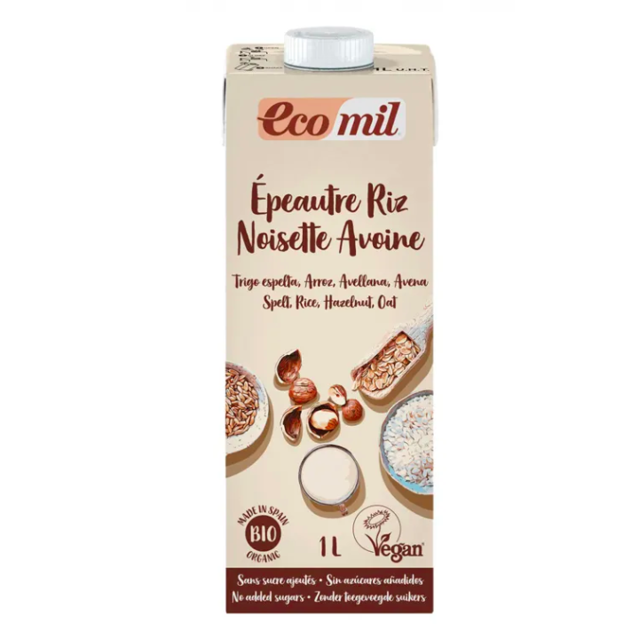 Lait végétal ÉPEAUTRE RIZ NOISETTE AVOINE - 1L - Ecomil