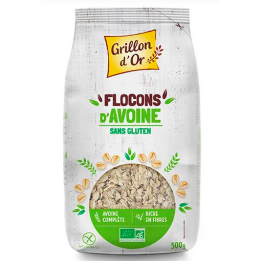 Flocons d'avoine sans gluten - 500g - BIO - Grillon d'or