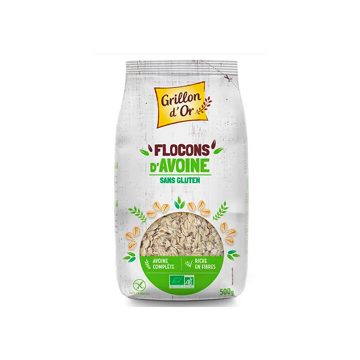 Flocons d'avoine sans gluten - 500g - BIO - Grillon d'or