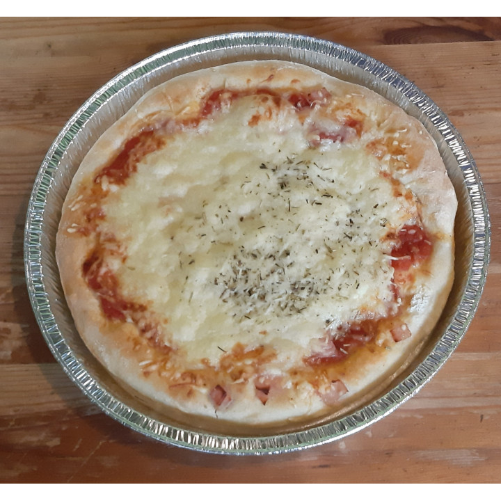 Pizza jambon, champignons et chèvre (400 gr)