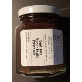 Confiture prune, basilic et poivre noir.