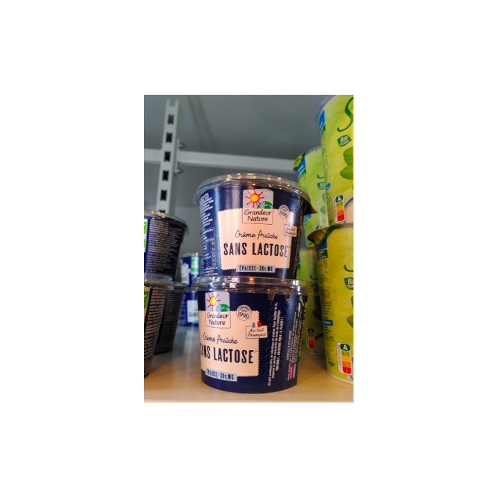 Crème fraiche SANS LACTOSE - 20cl - bio - Grandeur Nature