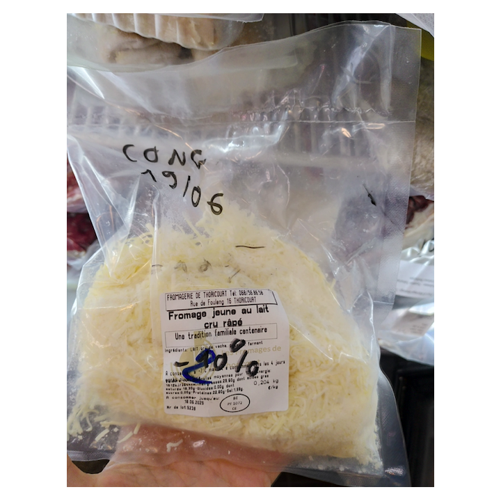LIQUIDATION congel - fromage râpé jeune - 500g - Thoricourt