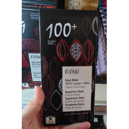 Chocolat noir 100% cacao + nibs - VIVANI - 80g