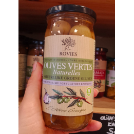 Olives vertes à l'ail bio – 350g – Rovies