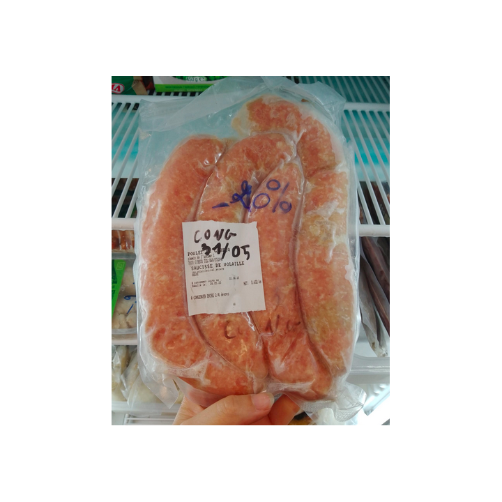 ❄️LIQUIDATION congel - saucisses volaille - 500g - Gibecq