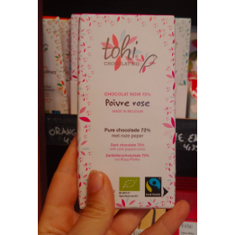Chocolat noir POIVRE ROSE 72% - Toshi – 70g