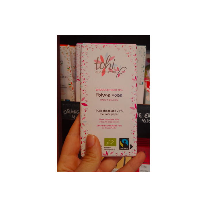 Chocolat noir POIVRE ROSE 72% - Toshi – 70g