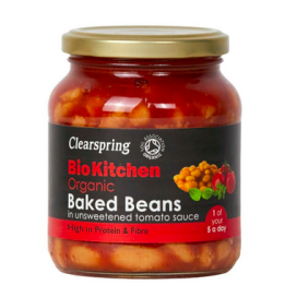Haricots blancs sauce tomate bio – 350g – Clearspring