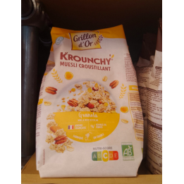 Muesli Krounchy granola miel pécan - 500g - BIO - Grillon d'or
