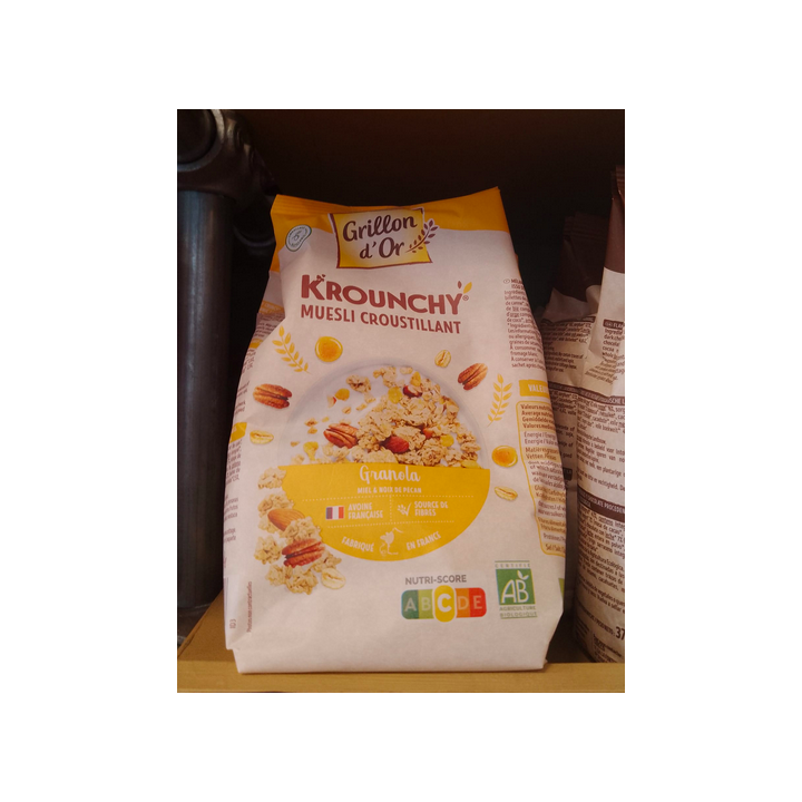 Muesli Krounchy granola miel pécan - 500g - BIO - Grillon d'or